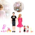 SURENHAP jouet de poupées familiales Ensemble de poupées familiales de papa maman jouets poupee Carré Imprimé Noir T+Rose Enceinte-3