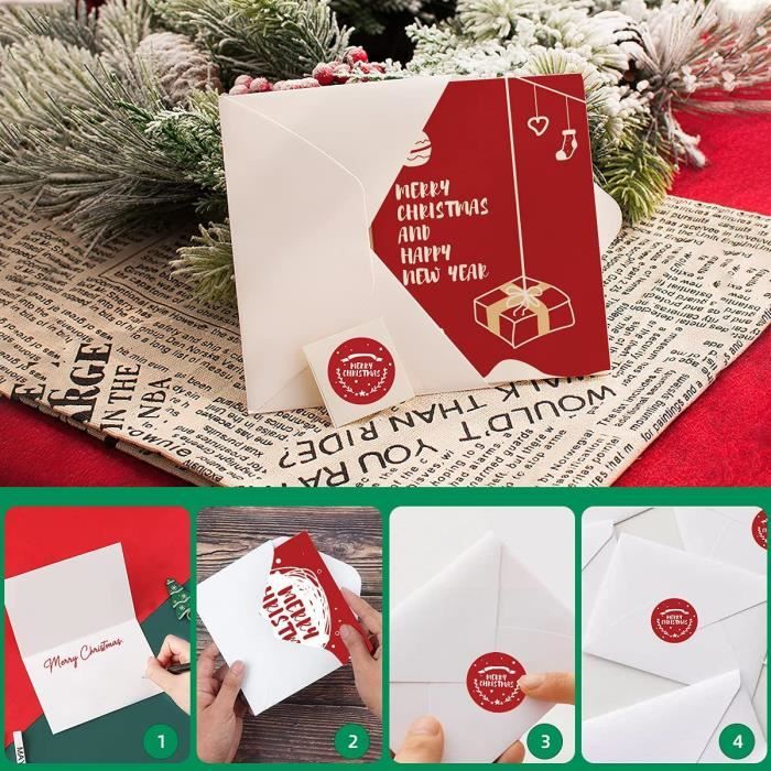 Carte de voeux avec enveloppe - lot de 3 cartes joyeux noël bonne