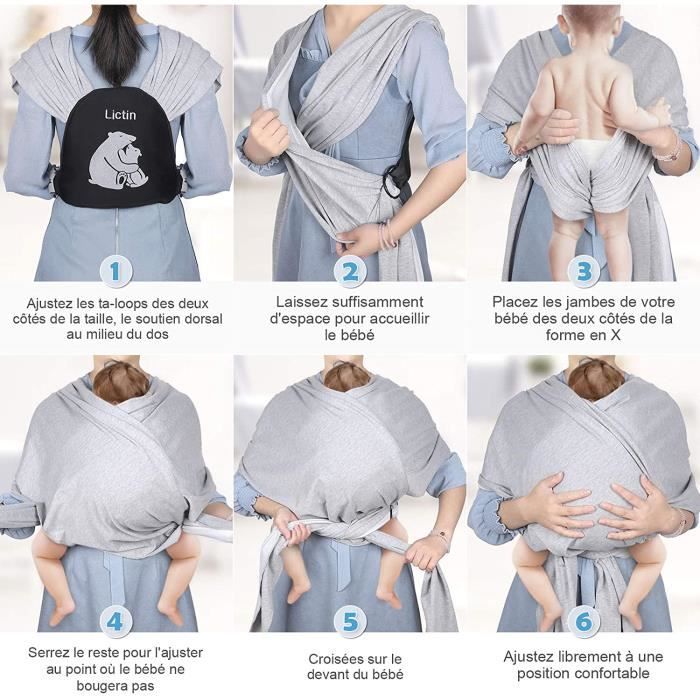 Lictin Porte BéBé - Echarpe de Portage Bebe Elastiques, Echarpe Porte-Bébé  Extensible Tout-en-un Convient aux Nouveau-nés et Les Enf - Cdiscount  Puériculture & Eveil bébé