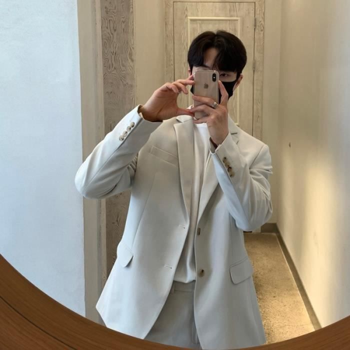 Costume tailleur Solide document Blazer Hommes Mode Social Hommes Robe Veste Coreenne D affaires Decontracte Trempe Light gray Blanc Cdiscount Pret a Porter