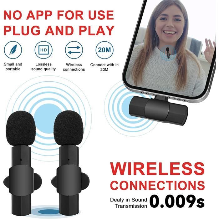 Micro Cravate sans Fil pour iPhone - Mini Microphone Wireless