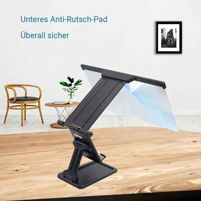 Loupe écran Téléphone 12 Pouces - Support Pliable En Bois Et TPU, Agrandissement 4x à 6x, Pour Regarder Films Et Vidéos Sur Smartphone