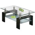 Table Basse - DIM - Noir en verre - Rectangulaire - 100 x 60 x 45 cm-0