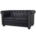 Canapé Chesterfield 2 places Sofa confortable pour 2 personnes 145,5 x 76 x 70 cm Cuir synthétique Noir-0