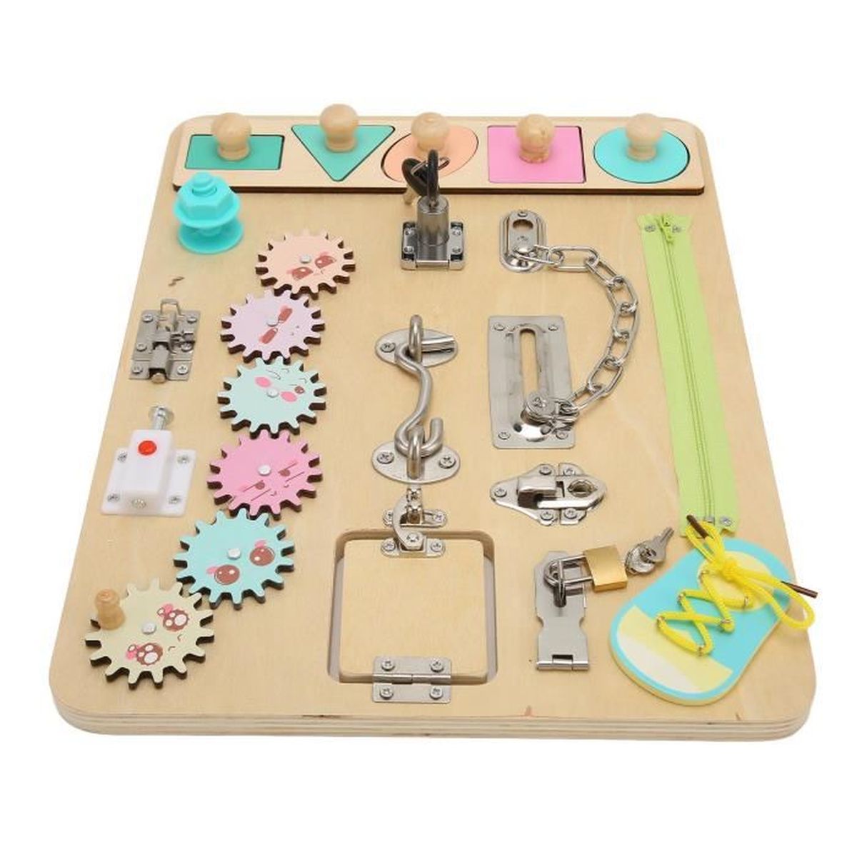 Symael Busy Board Français Montessori – Jouet Éducatif Portable 1 à 5 Ans – Mallette Sensorielle Avec 2 Stylos Offerts