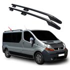 OMAC Barres de toit longitudinales pour Renault Trafic & Vivaro 2001-2014 Empat. Court L1 2pcs en Alu noir TÜV ABE