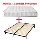 Pack Matelas + Sommier - IZTOSS - 140x200cm - A lattes - 2 places - 1 sommier monobloc