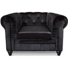 Fauteuil Chesterfield MENZZO en velours Noir - Style Classique - Intemporel - Assise moelleuse
