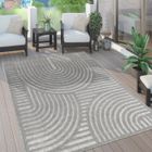 Paco Home Tapis Exterieur Terrasse Salon Cuisine 3D Uni Motif Geometrique Vagues Gris 140x200 cm