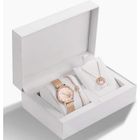 SHARPHY Coffret Montre Femme et Collier et Bracelet - Bijoux Diamants Doré rose Magnifique Quartz - Cadeau de Noël