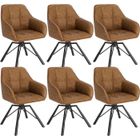 WOLTU Chaise Pivotante à 360°, Lot de 6, Chaise Salle à Manger Scandinave, Fauteuil en Faux Cuir Vintage, Marrone Clair W0ATT0030-6