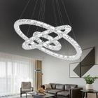 Lustre en Cristal - YUENFONG - Moderne - 96W LED - Blanc Froid - 3 Anneaux Réglables