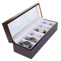 Solid Wood Watch Box - 6 Slot - color:Espresso wood