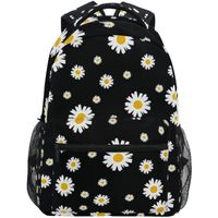 Sac à dos fleur marguerite pour femmes hommes étudiants - Diy bags - Structure du sac à dos - Noir - Synthétique