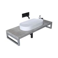 Mai & Mai Meuble sous vasque gris claire 45x100cm plan de travail pour salle de bain avec équerres en acier inoxydable