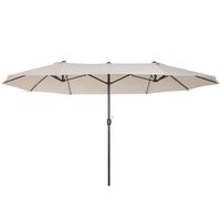 Parasol de jardin XXL OUTSUNNY - Acier - Polyester - Ouverture manivelle - Crème