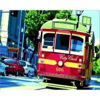 YEESAM ART Peinture par numéros Kits Sans Cadre 16 x 20 pouces – ville tramways - Déco par numéro Nouvelle Libération