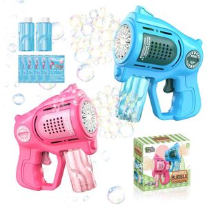 2 Pistolet à Bulles pour Enfants, 15 Trous Automatique Machines à Bulles de Savon avec 2 Bouteilles 5 Emballers Bulles - Jeux - Jouets