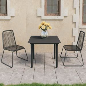 Ensemble table et chaise de jardin Ensemble à dîner de jardin 3 pcs - CHEZ SHOP® - Rotin PVC Noir - Qualité supérieure