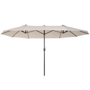 PARASOL Parasol de jardin XXL OUTSUNNY - Acier - Polyester - Ouverture manivelle - Crème