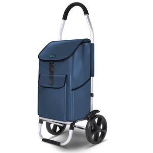 43 Litres Chariot de Courses Pliable avec Compartiment Étanche, 2 Roues