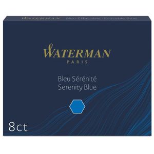 Stylo - Parure WATERMAN boîte de 8 cartouches longues, encre Bleu Sérénité effaçable pour stylo plume