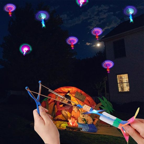 30 Pièces Hélicoptères Jouets Volants Flèche Rocket LED - Catapulte Lumineuse Pour Enfants