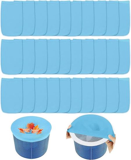 Chaussettes Filtre Skimmer Piscine - Lot De 30 Pièces - Maille Fine Nylon - 22x13 Cm - Pour Panier Skimmer - 11