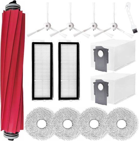 Accessoires Vervangingssets voor Roborock Qrevo S,Qrevo Pro,Qrevo MaxV en Qrevo Plus stofzuigers, 2 hoofdborstels, 4 Hepa filters, 6 stofzakken, 4 dweildoeken, 4 zijborstels