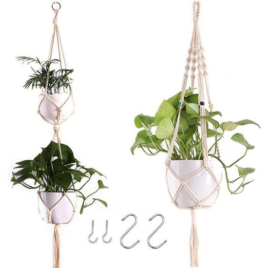2x Supports Suspendus Blancs Pour Plantes | Crochets Mural Extérieur/Intérieur | 5kg Charge