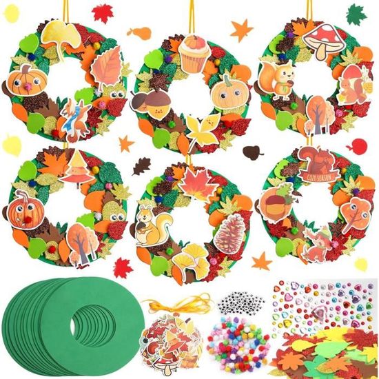 Ntwdby 12 Pièces Kit Vitrail Automne – Gommettes DIY Pour Enfants