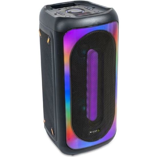 Ibiza - FREESOUND400 - Enceinte Portable sur Batterie avec Bluetooth, USB,  SD et AUX-in avec LEDs d’Ambiance - 400W - Noir