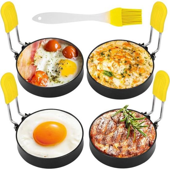 Lot De 3 Moules à œufs Au Plat Et Pancakes - Anti-adhésif, Forme Ronde, Pour Cuisson Parfaite (couleur Orange)