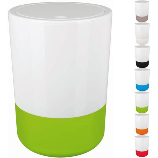 Poubelle Salle De Bains 5 Litres Avec Couvercle Pivotant - Design Push Sydney, Couleur Verte, Matériau HIPS