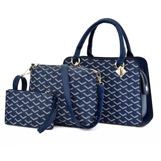 Sac à Main Femme Matelassé Bleu Royal Et Or - Occasion - Style Classique