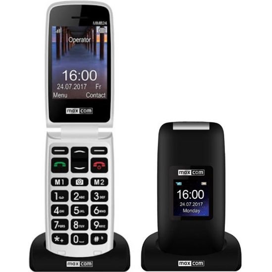 Téléphone portable à clapet Maxcom Comfort MM 824 - Noir - GSM - Services de messagerie SMS et MMS