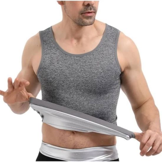 Gilet De Sudation Homme Effet Sauna - Débardeur Amincissant Fitness, Minceur Ventre & Dos, T-Shirt Sans Manches Pour Perte De Poids Sport
