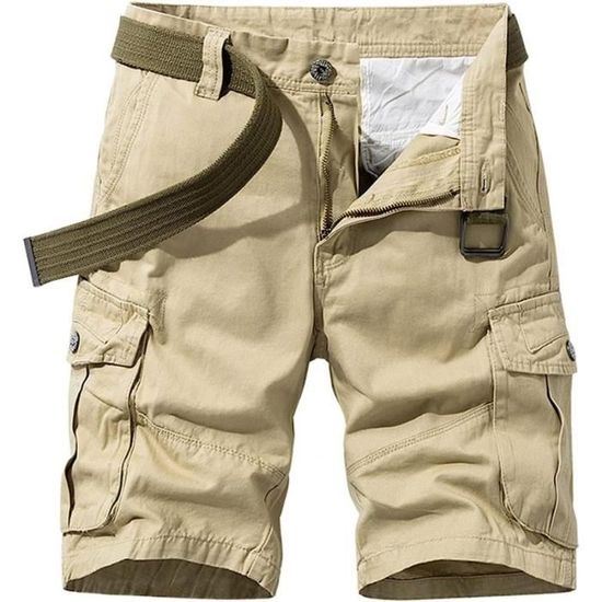 Short Cargo Homme été - Pantalon Bermuda Multi-poches, Coupe Décontractée, Tissu Léger UPF 50+, Grande Taille