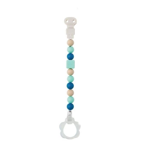 Attache-sucette NATTOU Lapidou Menthe/Bleu - Universel avec crochet et anneau silicone