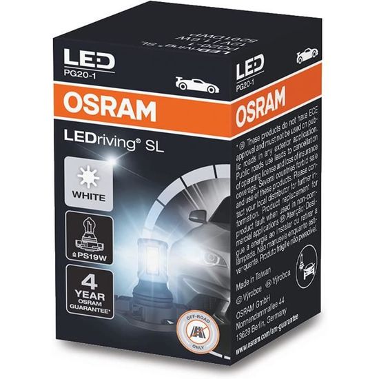 OSRAM LEDriving® SL, ≜ PS19W, blanc 6000K, lampe de signalisation LED, hors route/off-road uniquement, pas d'homologation ECE, boîte