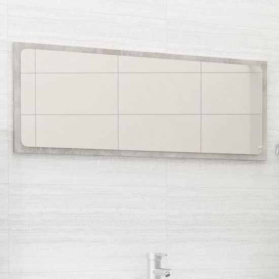 394NEUF Miroir de salle de bain MIROIR LUMINEUX LED SALLE DE BAIN Miroir Mural avec éclairage LED Gris béton 90x1,5x37 cm Aggloméré