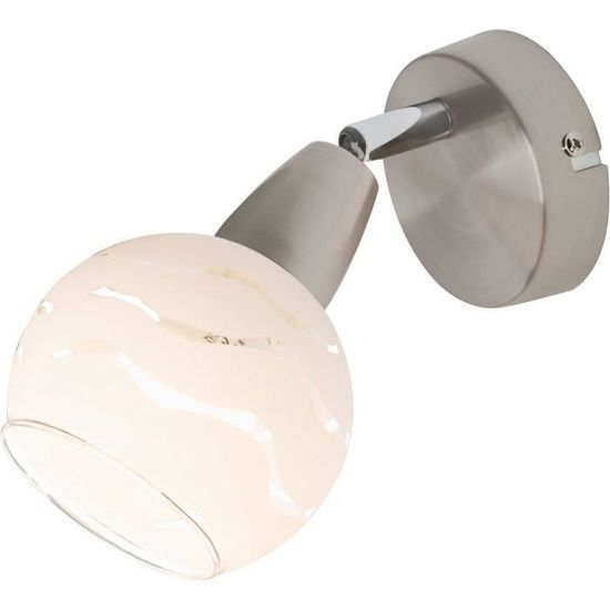 BRILONER Leuchten Applique LED Moderna 3596-012 - Nickel Satinato, Vetro Bianco, 3W GU10, 250 Lumen - 3