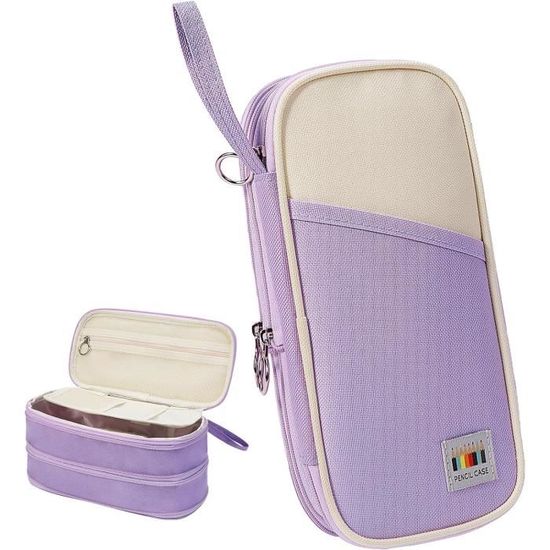 Trousse Scolaire Paillettes Rayures - Grande Capacité Pour Crayons, Feutres, Maquillage