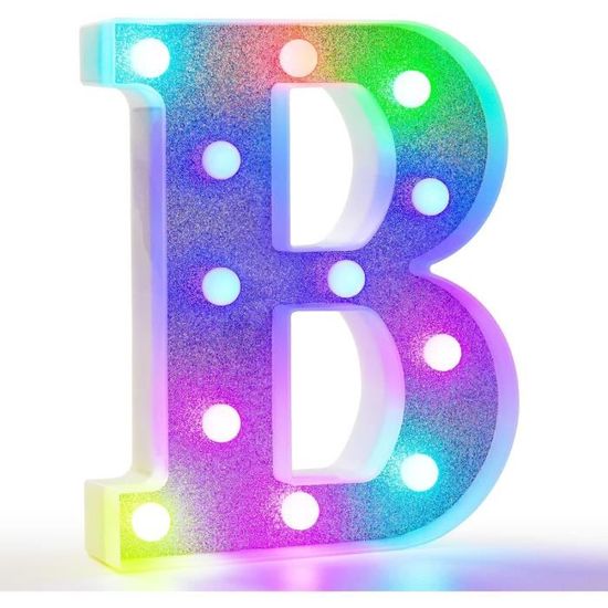 Lettres Lumineuses Colorées, Lettres Lumineuses LED à Paillettes,18 Couleurs Changeantes,Cadeau Pour Filles Et Femmes,Décorations De Fête