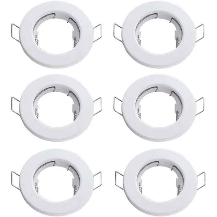 Lot Spot Led Encastrable Projecteurs Spot Encastrable GU10 Set, 48 Pièces Cadre De Montage En Blanc Avec Douille Céramique GU10 Pour Lampes, Rond, 75 Mm Orientable A 30°, Pour Lampes A LED