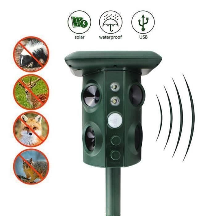 Répulsif Ultrasons Solaire Pour Chats - Protection Jardin, Camping Et Maison