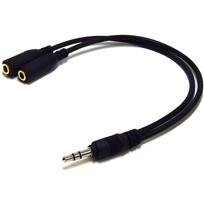 Pour SAMSUNG Galaxy S6 / S6 EDGE : Cable Audio Double Prise Jack 3,5 Mm Femelle