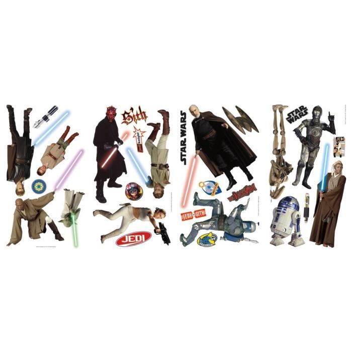 STAR WARS Stickers Muraux Enfant 4 Planches Repositionnables