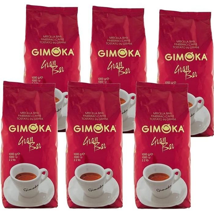 Gimoka Gran Bar, Café en Grains, Lot de 6, 6 x 1kg