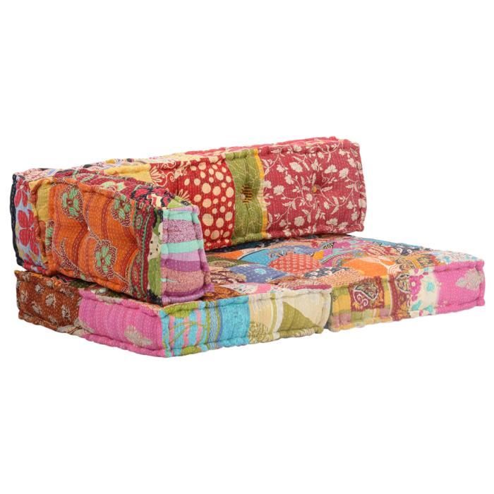 Nouveau Coussin de canapé palette Multicolore Tissu Patchwork